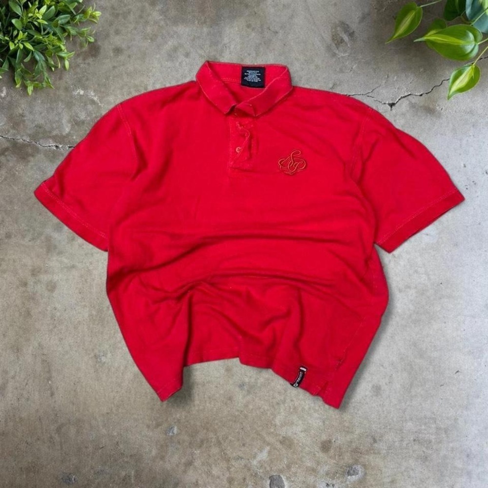 2000s Y2K grunge Red vintage polo shirt with embroidered South Pole logo